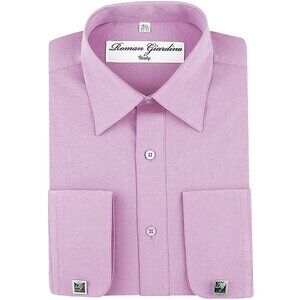 Men's Dress Shirts Convertible Long Sleeve Botton Down Collar - Lilac Snow